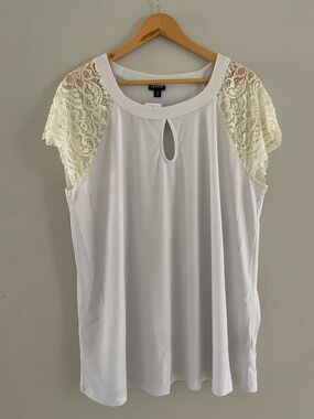 Torrid White Lace Sleeve Blouse